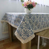 Classic linen & cotton flower printed blue tablecloth dustproof