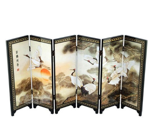 Home Decor Chinese Lacquer Painting Beautiful Folding Screen