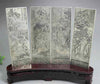 Wonderful old tibet silver 4 screen with beautiful 8 god on wood stand