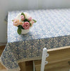 Retro Blue and White Table Cloth with Lace Cotton Print