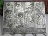 Wonderful old tibet silver 4 screen with beautiful 8 god on wood stand