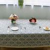 Retro Blue and White Table Cloth with Lace Cotton Print