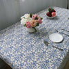 Classic linen & cotton flower printed blue tablecloth dustproof