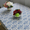 Classic linen & cotton flower printed blue tablecloth dustproof